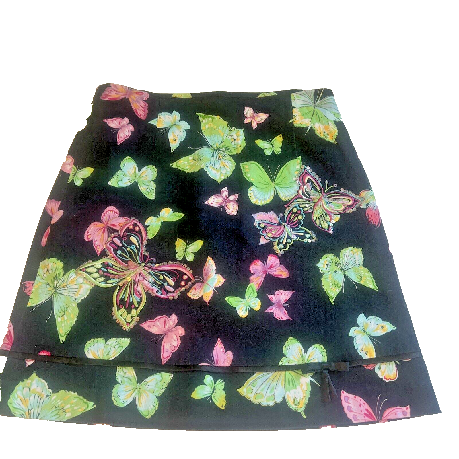 Creda Butterfly Skirt Sequins Stretch Skirt Colorful Embrodery Size 6